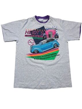 Anvil Gray Tee with Purple Trim - Casual Cotton Shirt
